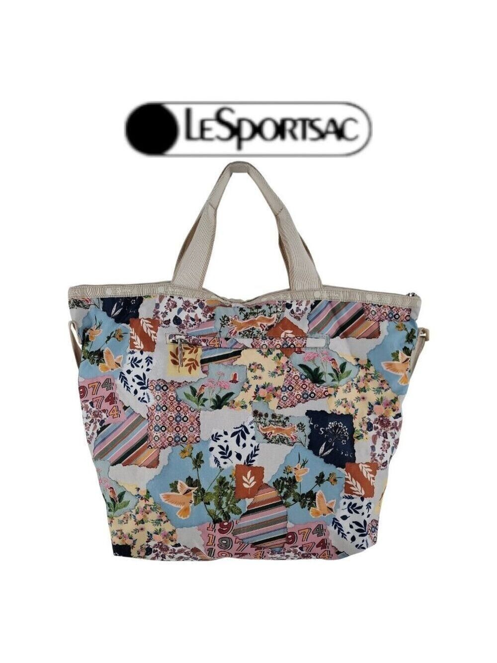 LeSportsac Easy Carry Tote 74 Collage Patchwork Bird Floral Travel Bag